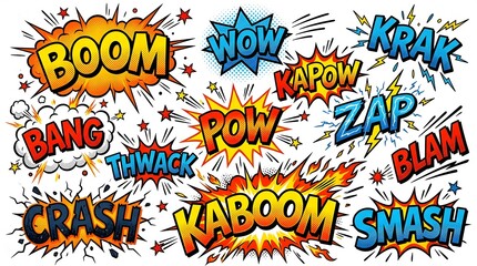 Fototapeta premium Comic Sound Effects Typography Elements Se