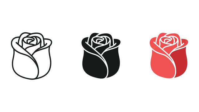 three rose rings in black white and red flat design vector illustration