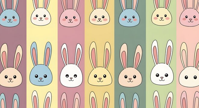 Seamless bunny pattern with pastel colors cute rabbit repeat design