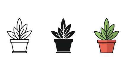 Obraz premium three potted houseplants in flat design vector illustration