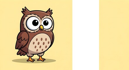 Fototapeta premium Cartoon owl character with blank space for text or design elements