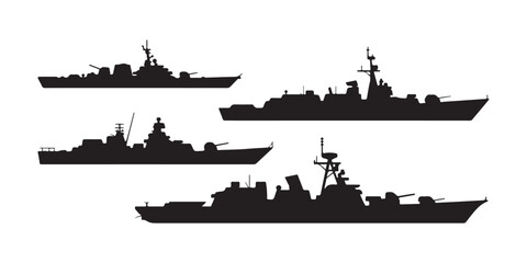 Naval Warship Silhouettes - Military Vessels for Defense and Maritime Operations © Siyam Islam