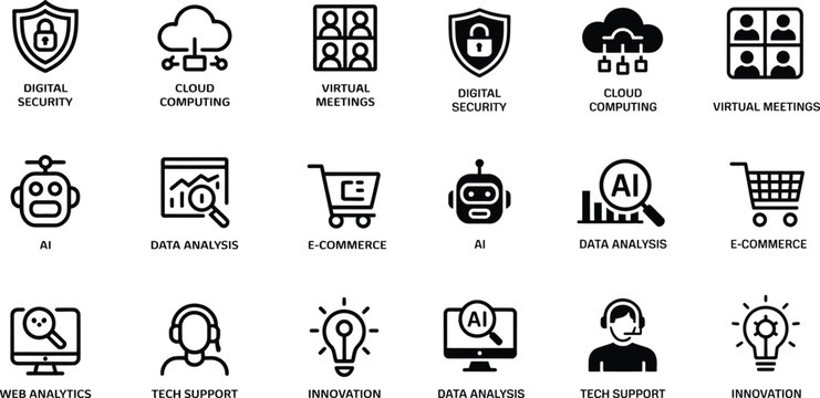 Technology and business set digital security cloud computing