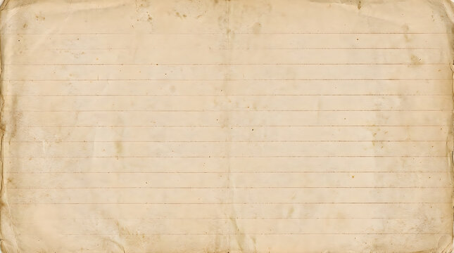 Set of aged vintage paper texture with horizontal lines and antique yellow stains for historical document frontal isolated png on a transparent background perfectly cutout high resolution