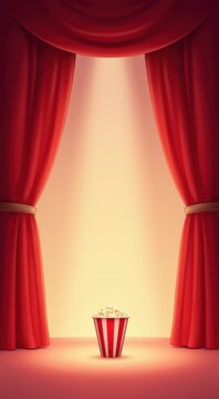 Popcorn box and a curtain in a theater