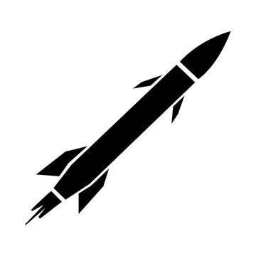 Rocket icon. Black silhouette. Side view. Vector simple flat graphic illustration. Isolated