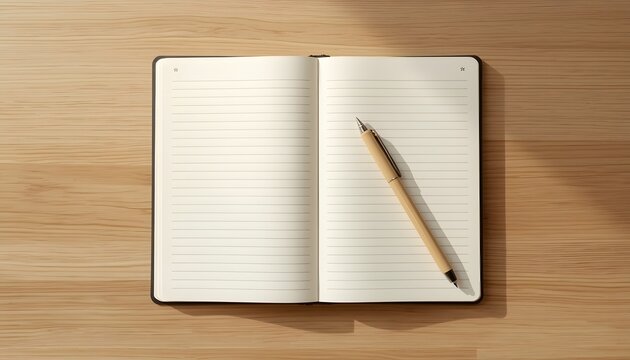Open Book Pen Warm Flat Lay Notebook Study Writing Minimal