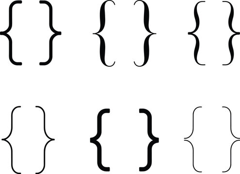 Collection of six different curly bracket styles
