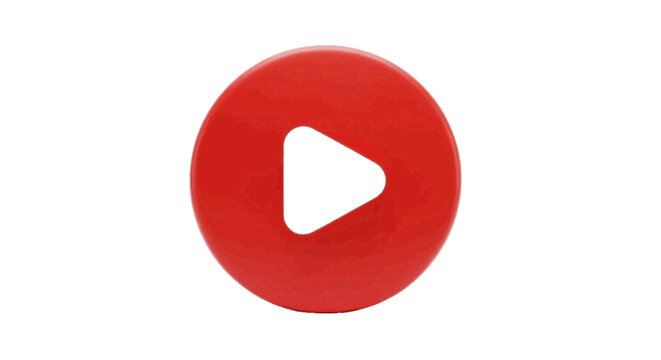 Vector illustration of red play button icon 3d render on a transparent background