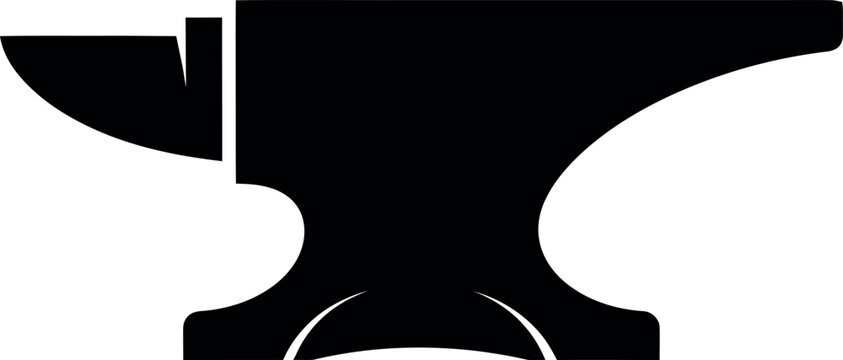 black silhouette of an anvil on a white background