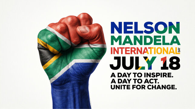 Inspirational freedom fist artwork for Nelson Mandela international day promoting unity action and social change awareness