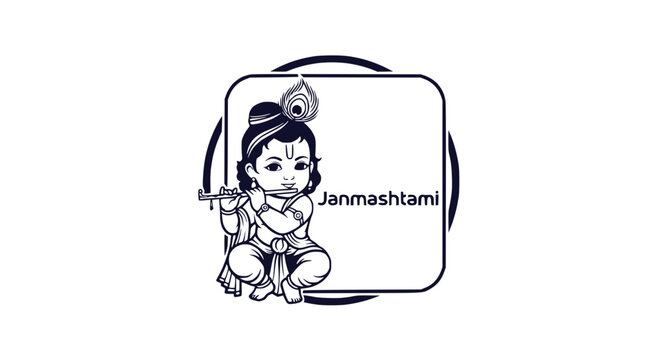 Baby Krishna Hindu Deity Illustration.
