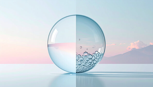 Sphere with water and bubbles