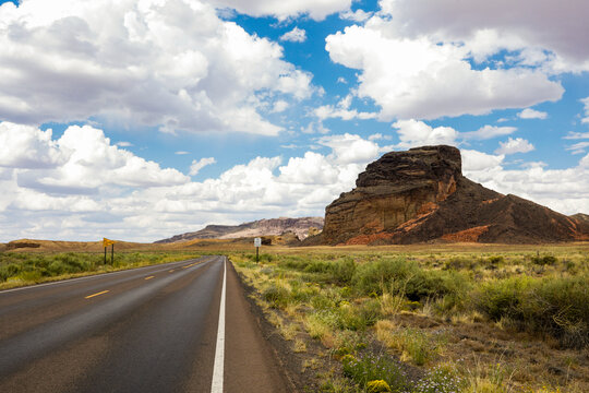 Desert highway through Navajo Nation landscape