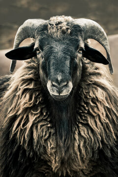 Navajo Churro sheep portrait close up
