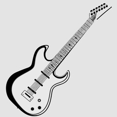 Obraz premium guitar line art silhouette illustration for music and performance design