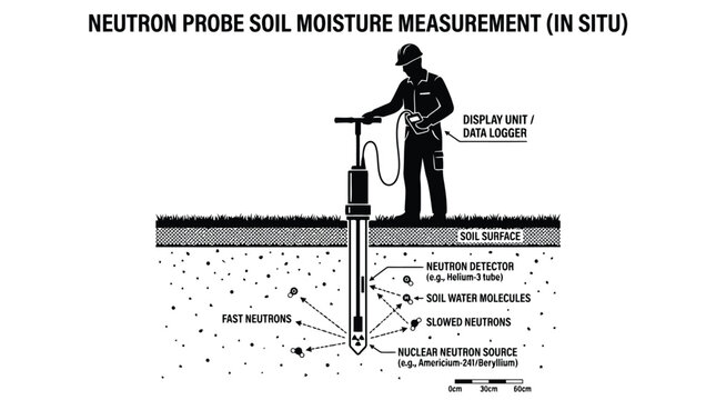 Neutron probe soil moisture measurement in situ diagram