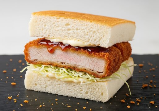 Delicious japanese katsu sando pork cutlet sandwich