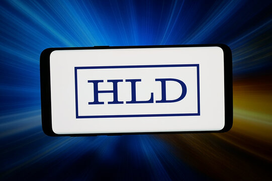 Stuttgart, Germany - 04-27-2026: In this photo illustration, the logo of investment company Groupe HLD is displayed on a smartphone in front of abstract background on computer screen.