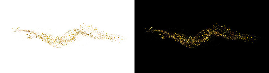 PNG image of Glowing gold dust particles forming a wavy trail on transparent background © Nurun Nahar