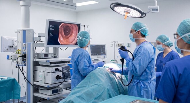 Modern Hospital Gastroenterology Procedure with Medical Team and Advanced Technology
