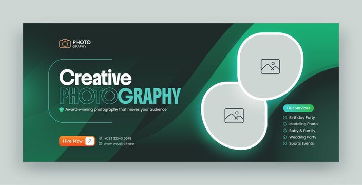 Digital photography services social media facebook cover and web banner template