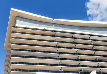 Architectural exterior detail. City architecture. High rise apartment. Modern apartment building. Apartment building detail. Apartment hotel building. Residential building multistory architecture © be free