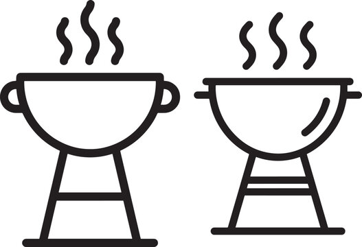 Grill bbq icons vector silhouette set