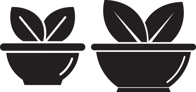 Potted plants icon set silhouette two different sizes vector
