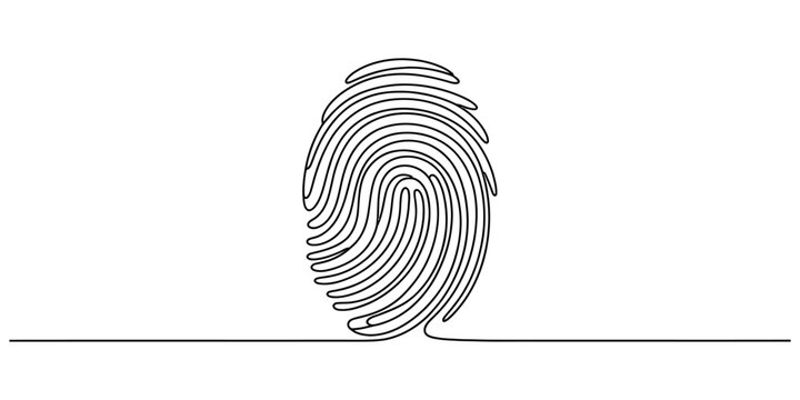 Continuous single line drawing of a human fingerprint for digital security authentication and personal identity verification concept icon Vector, illustration