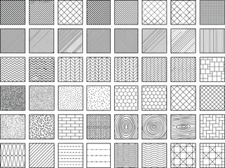 Architectural CAD hatch pattern vector set, construction material textures with brick, concrete, wood, tile and geometric fills for technical drawings, floor plans and engineering diagrams © PrimePixel Co