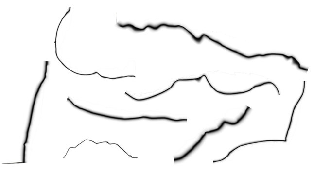 Paper burnt strokes different shapes realistic vector set, charred overlay paper side with ash, fire scorched edge