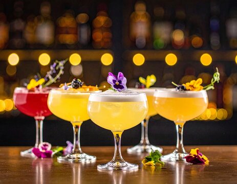 Cocktail-Bar mit Bl&uuml;ten Drinks