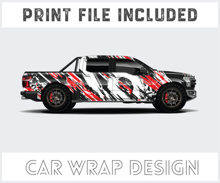 Colorful abstract car wrap design on a pickup truck vehicle
