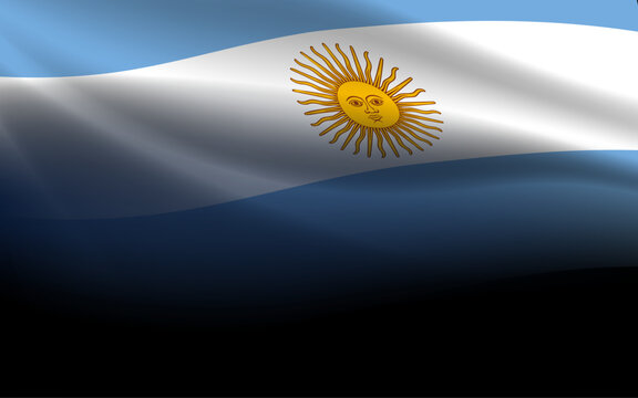 Argentina Flag Waving on Dark Background. Perfect for patriotic, cultural, and event themes. Represents pride and solidarity, vector illustration