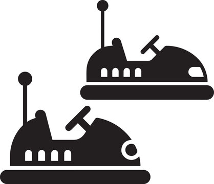 Bumper car icon silhouette for amusement park rides