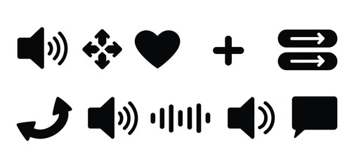 Music vector collection, music related line icons, musical instrument symbols, containing musical notes speakers and sound elements, modern minimal design set for audio apps interfaces branding  © Mizu Ahmed 3