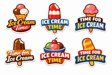Naklejka premium Ice cream time stickers for sweet summer treats