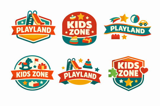 Identifying playground and kids zone emblem collection