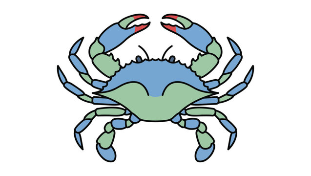 Blue Crab Icon on transparent Background, blue crab, crab icon, vector crab, flat design, marine life, sea animal, ocean, seafood, simple illustration, outline crab, svg icon, minimal design, 
