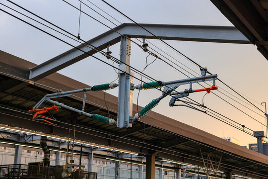 Overhead catenary wire structure use for connecting the train Pantograph of an electric train.