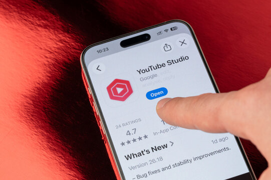 Open Youtube studio app on iphone smartphone