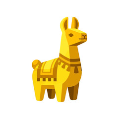Fototapeta premium Charming Golden Llama Vector Illustration Showcasing Traditional Cultural Ornamentation