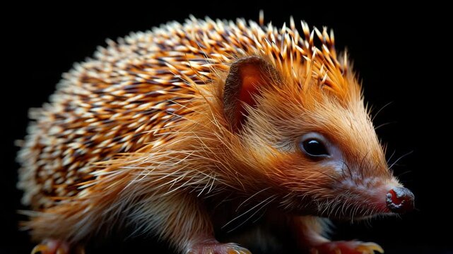 hedgehog on a black background