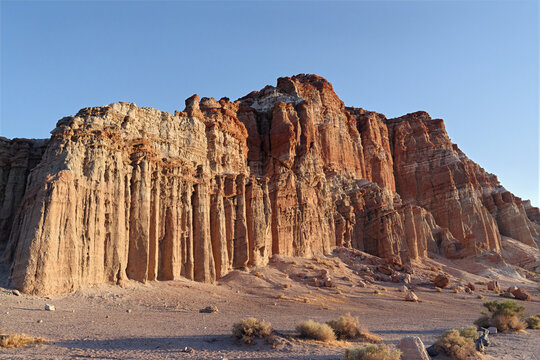 Weathered sandstone cliff in Red Rock Canyon State Park, California. 