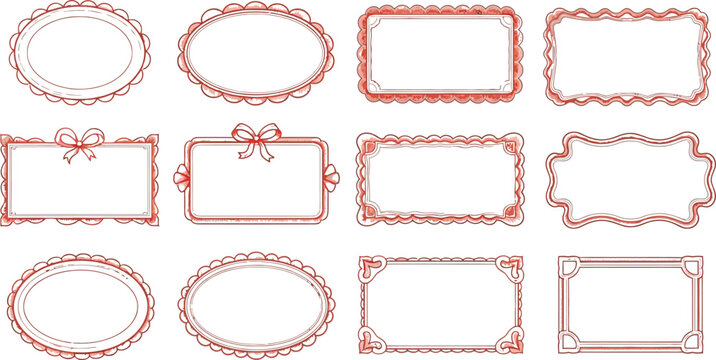 Pink and gray decorative frame borders set Vector