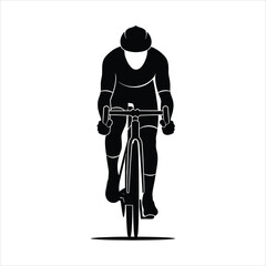 Professional athlete on a road bike in aerodynamic racing position front view silhouette © PicNest