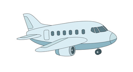Fototapeta premium Small white private jet airplane flies through the air with its engines and landing gear visible for an aviation and travel business theme.