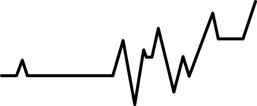 Line graph showing upward trend with small dips isolated on transparent background