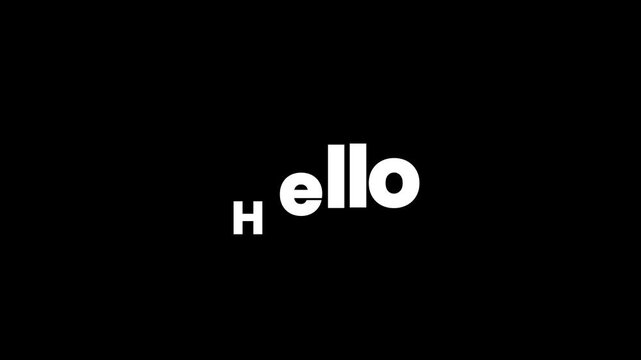 Modern Minimalist Hello Text Animation, Clean White Typography on Black Background, Engaging Greeting Motion Graphic for Business and Social Media
